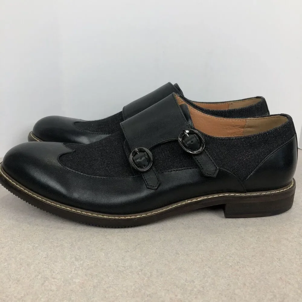 VINTAGE FOUNDRY CO Men's Morgan Monk Strap Shoes Black Size 10 Dress‎ Shoe